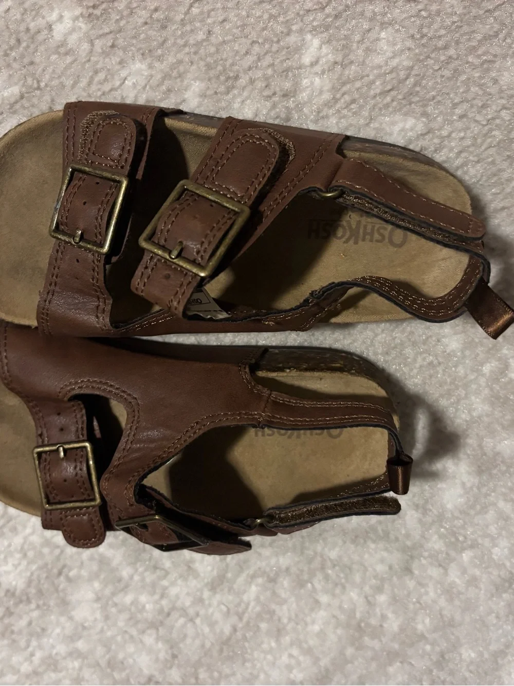 Kids Sandals Tan Brown Double Buckle Sandal - Size 11